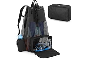 Fasrom Mesh Scuba Diving Bag, XL Snorkeling Gear Backpack for Mask, Fins and Wetsuit (Empty Bag Only, Patent Design)