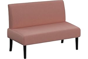 Yaheetech Divano a 2 Posti Moderno Divanetto da Salotto Senza Braccioli Sedia a Coste con Gambe in Legno per Soggiorno Ufficio 109,5 × 62 × 84,5 cm Rosa