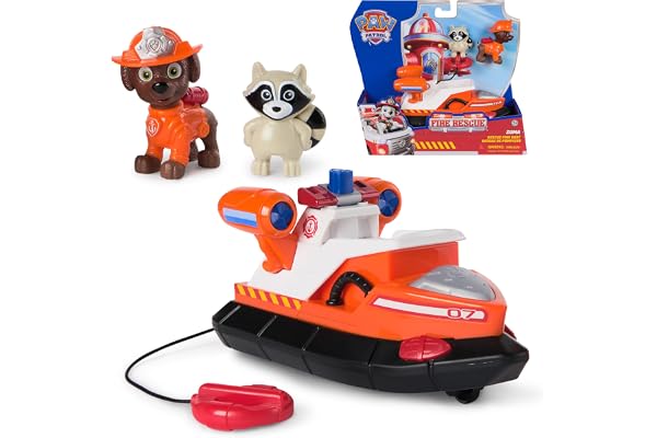 Paw Patrol - Pat Patrouille - Véhicule Figurine Zuma Fire Rescue Mission Pompiers - Voiture Figurine À Collectionner - Bouée Sauvetage - Pat Patrouille Jouet - Voiture Enfant - Jouet Enfant 3 Ans Et +