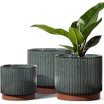 Nihow Vaso Autoirrigante In Ceramica 20,3 Cm – Fioriera Con Stoppino E Serbatoio D'Acqua – Per Piante Da Interno/Esterno, Verde