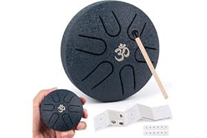 Amkoskr Tambour à pluie pour l'extérieur, 7,6 cm, 6 notes en acier pour yoga, méditation, éducation musicale, cadeau