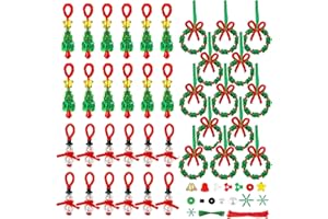 HO2NLE Christmas Beads Kit, 36 Pcs Christmas Crafts for Kids Adults Families, Beaded Ornament Kit to Make Wreath, Xmas Tree, Candy Cane, Xmas Party Supplies Hanging Decorations