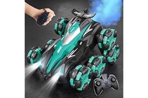 PENGBU RC Zdalnie Sterowany Samochód Akrobacyjny 1:16 dla Dzieci 6+, 8 Kół, 2.4 GHz Sterowanie Gestami, Światła LED, Mgła i Muzyka - Zabawka RC dla Chłopców i Dziewczynek 6-10 Lat (zielony)