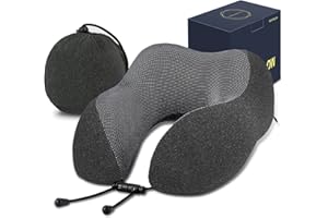 ‎LUXSURE LUXSURE Nackenkissen Flugzeug - Memory Foam Nackenhörnchen mit Stützfunktion,Ergonomisch Geformtes Reisekissen,Perfekt für Flugzeug,Auto,Büro und Camping Usw(Hanf Schwarz)