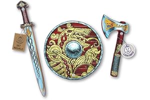 Liontouch - Set di Spada, Scudo e Ascia Vichinghi | Gioco Medievale in Schiuma del Capo Harald per Il Gioco di Ruolo dei Bambini con Tema Norreno | Armi Sicure e Armature per Travestimenti e Costumi