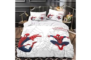AUUSDA Spider-Man Funda De Edredón Far from Home Precioso Patrón para Niños Niños Niñas Funda De Edredón De Microfibra + Fundas De Almohada Double（200x200cm）