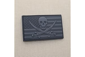 2AFTER1 Jolly Roger PVC Calico Jack Pirate USA Flag Morale Tactical Rubber Patch