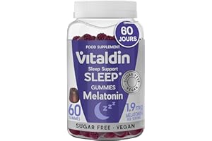 VITALDIN Gummies Mélatonine 1,9 mg – Avec Vitamine B6, Passiflore, Camomille et Mélisse – Pour Dormir et Améliorer la Qualité du Sommeil – Véganes – Sans Sucre ni Gluten – Cure 2 Mois – Saveur Mûre