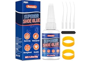 Protado Shoe Glue 35g, Clear Super Glue for Shoe Repair with Anti-Clog Cap, Quick Dry Waterproof Professional Grade Adhesive for Rubber Soles Heels Leather Sneakers Boots Sandals and More, 1 Pack