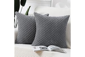 Madizz Pack of 2 Boho Corduroy Cushion Covers 20x20 inch, 50x50 cm, Grey Soft Decorative Throw Pillow Covers for Bedroom Sofa Pillow Shell