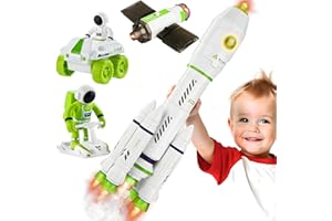 Wanonoo Rocket Space leksaker för barn 3–5–5–7 med ljus och ljud, pedagogiska astronautleksaker för barn 3, 4, 5, 6, 7, 8 år, födelsedagspresent, interaktiv barnleksak