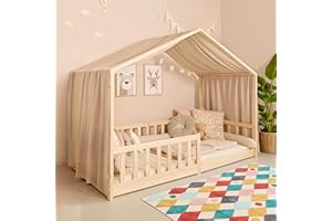 Mooskind Hausbett Himmel – Aus weichem Musselin in 7 Farben – 100% Bio-Baumwolle – Traumhafte Hausbett Deko & Himmelbett Vorhänge – Made in Europe mit Liebe