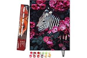 Bougimal Dipingere con i Numeri per Adulti Zebra, DIY Tele da Colorare Kit, Con 3 Pennelli e Pigmento Acrilico, Decorazione Della Casa-40×50cm(Senza Cornice)