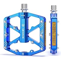 GEWAGE Fahrradpedale mit reflektierenden Streifen, 3 abgedichtete Lager, rutschfeste CNC-Aluminium-Fahrradplattform, 9/16 Zol