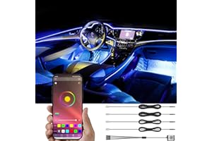 TABEN lumière ambiante APP contrôle Voiture atmosphère lumière Lampe Doux Bricolage Refit Fibre Optique Bande 64 Couleurs éclairage intérieur lumière décorative 1W DC 12V 4m