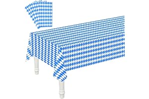 LEKEFETO 4 stycken Oktoberfest bordsduk: 137 x 274 cm blå vita diamanter vattentäta bayerska dukar, engångs oktoberfest bords