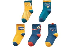 QIYIENDIAN 5 paires de chaussettes crew confortables et chaudes, de couleur unie, avec des dessins mignons, pour les enfants de 1 à 10 ans, garçons et filles.