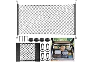 HAVACUE ㅤ HavaCue 2 PCS Cargo Net,110x60cm Cargo Nylon Net Stretchable to 140 * 100cm,30x25cm Car Storage Nets for Campervans,Car Boot Net with 4 Steel Mountain Buckles and 4 ABS Hooks