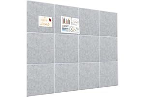 Okydoky Tablón de anuncios de fieltro autoadhesivo, 30 x 30 cm, 12 unidades, tablón de anuncios de cerámica, tablero de corcho, tablones de fieltro para decoración de pared (GY-3030, 12 unidades)