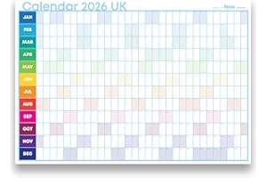 VACSO TRADING 2026 Wall Planner Calendar UK – Rainbow Design - A1 A2 XL Sizes – Portrait & Landscape – Holidays & Weekends Marked (Rainbow Portrait, Bigger than A2 (610mm x 430mm))
