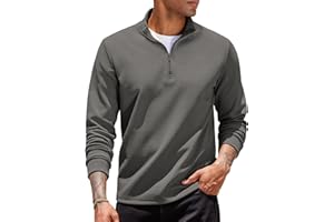 COOFANDY Felpa Uomo Senza Cappuccio Sweatshirt Mezza Zip Collo Semi Alto Classico Sportivo Pullover Casual Regular Fit