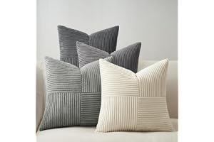 Topfinel Kuddfodral 40 x 40 cm Gradient Grå 4 Stycken Vindkvarn Form Ribbad Sammet Kuddfodral Soffa Deco Kudde för Soffa Sovr