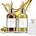 Excefore Olive Oil Dispenser Bottle 11.8 oz, 2Pcs Glass Vinegar Dispenser Set, Coffee Syrup Dispenser, Glass Bottle Dispenser for Kitchen, Olive Oil Cruet, Glass Olive Oil Bottle + Funnel + Labels