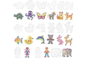 NUUOTP Bügelperlen Platten Set 15 Stück 5mm Bügelperlen Steckplatten Bügelperlen Vorlagen zum Basteln Transparent Bügelperlen Schablonen mit Bunten Karten Zubehör für Kinder DIY Geburtstag Weihna