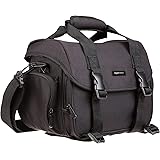 Amazon Basics Borsa a tracolla grande per fotocamera reflex e accessori, Nero/Arancione, Tinta unita