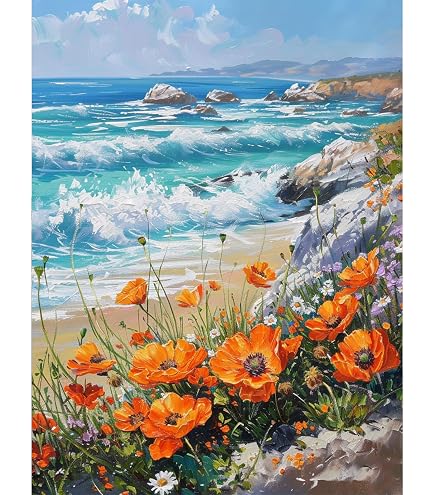 Kit de peinture par numéros pour adultes, plage, voiture par numéros pour enfants, débutants avec pinceaux acryliques pigments, dessin, peinture à l' huile par numéros, loisirs créatifs, loisirs