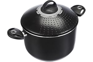 Pensofal, Pentola per pasta, Serie BioStone®, Pastasi, Alluminio con rivestimento antiaderente, Diametro 24 cm, 7L, Maniglie In Bakelite, Adatta All'Induzione, Effetto Pietra, Nero