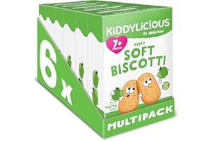 Kiddylicious Apple Biscotti - Yummy Baked Snacks for Kids - Suitable for 7+ Months - 6 Packs of 6 (36 Total)