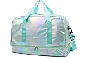 ZIOSINM Sac de Voyage Femme avec Compartiment à Chaussures, 40L Sac de Sport Femme Imperméable avec Compartiment Humide, Gym Bag Sacs Weekend (Vert)