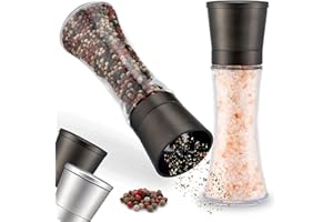 ZOLMER® 2 Set Molinillo Pimienta con mecanismo regulable de cerámica - Elegante molinillo especias de acero inoxidable - Molinillo sal y pimienta También para guindillas [sin especias incluidas]