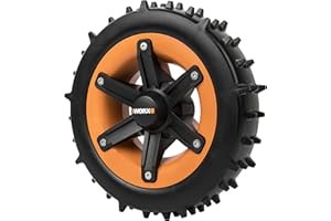 WORX WA0952 Rolki Landroid Super-Grip – dla lepszej zdolności pokonywania wzniesień – profesjonalne na trudnym terenie – pasują do nachylenia do 24° lub 45% – łatwy montaż – nie dla wzroku