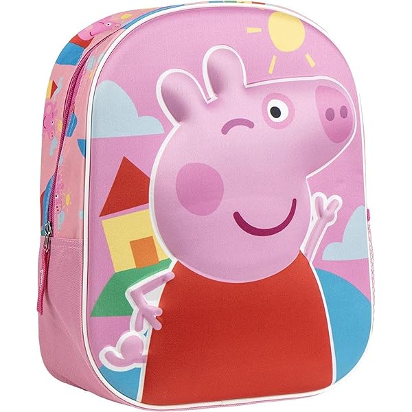 Peppa Pig Mochila Escolar George Pig Color Rosa Y Azul Terciopelo  Jm