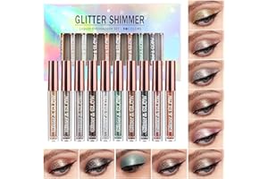 LANGMANNI 10PCS flüssiger Glitter Lidschatten Metallischer Schimmer Schweißfestes Make-up Set, Pressed All Highly Pigmented Blending Powder,Perfect For Every Woman & Girl (10pcs)
