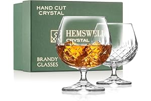 Hemswell Crystal Wicklow Lot de 2 verres à Cognac Armagnac 240 ml avec boîte de présentation doublée en satin | Cadeau pour homme | Degustation