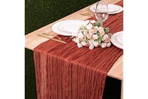 Kesfey 90x400cm Terracotta Cheesecloth Table Runner 13FT Long Boho Rustic Gauze Fabric Christmas Table Runner Cheese Cloth for Wedding Party Bridal Baby Shower Birthday Decor Holiday Decorations