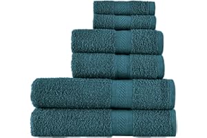 Sweet Needle Juego de Toallas de 6 Piezas 2 Toallas de Baño, 2 Toallas de Mano y 2 Toallitas - Algodón - Calidad Hotelera, Súper Suave y Altamente Absorbente de Secado Rápido (Verde Azulado)