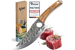 kjøk Premium Coltello da cuoco professionale durezza 56±2 HRC stile giapponese con lama da 15cm, con custodia e manico in legno d’olivo, coltello da cucina asiatico e da chef per la bisteca