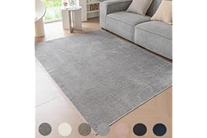 Ceneco Grey Rug, Short Pile, Chenille Non Slip, Washable, Large Area, Thin for Dining (Grey, 120×160cm)