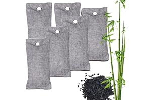 MEGAROOM Bamboo Air Purifying Bags (6x50g) - Natural Air Fresheners - Activated Charcoal Odour Absorber - Activated Charcoal Bag - Natural Car Air Freshener, Shoe Deodoriser, Home, Pet, Closet Odour