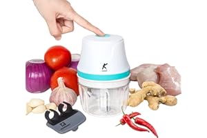 K - KONNEKT KONNEKT QuickBlend Mini Food Processor - 350ML BPA-FREE Bowl and Finger Peeler | Wireless and Electric Blender | Perfect for chopping Garlic, Onions, Meat and Baby Food | USB Charging (Mint Green)