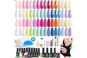 BEETLES GEL POLISH Beetles 52 Pcs Gel Polish Kit with UV LED Light, 32 Colors Glitter Set, Base Top Coat, 36W Dryer, Building Blomming Gel, Nail Art