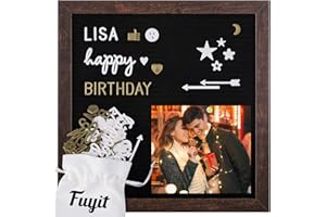 Fuyit Tableau Lettres Amovibles, 30 × 30 cm Letter Board avec 600 Lettres, Chiffres, Symboles, Expressions et Soutien en Bois, pour Le Mur Ou Table, Noir