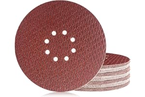 GEOGIEEW Disque Poncage 225 mm, Disque Abrasif 8 trous Grain P180, Pour ponceuses à long cou, Ponceuses à plâtre (30pcs)