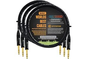 WORLDS BEST CABLES Van Damme Tour Grade Classic XKE - 3 unità, 1,5 m, cavo patch TRS bilanciato in argento OFC con connettori stereo TRS Eminence E502, 6,35 mm, oro TRS