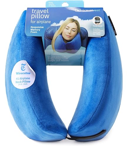 Coussin Cervical Mousse Mémoire Everlasting Comfort – Kit Voyage Avion Avec Bouchons, Masque & Housse – Noir