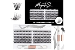 MAGNETIC SL 120pcs Wimpern Cluster DIY Wimpern-Extensions Kit mit Applikator und Wimpernkleber und Versiegelung Falsche Wimpern Natürlicher Look C D Curl Weiche Wimpern Länge Mix 10-16MM-DM27